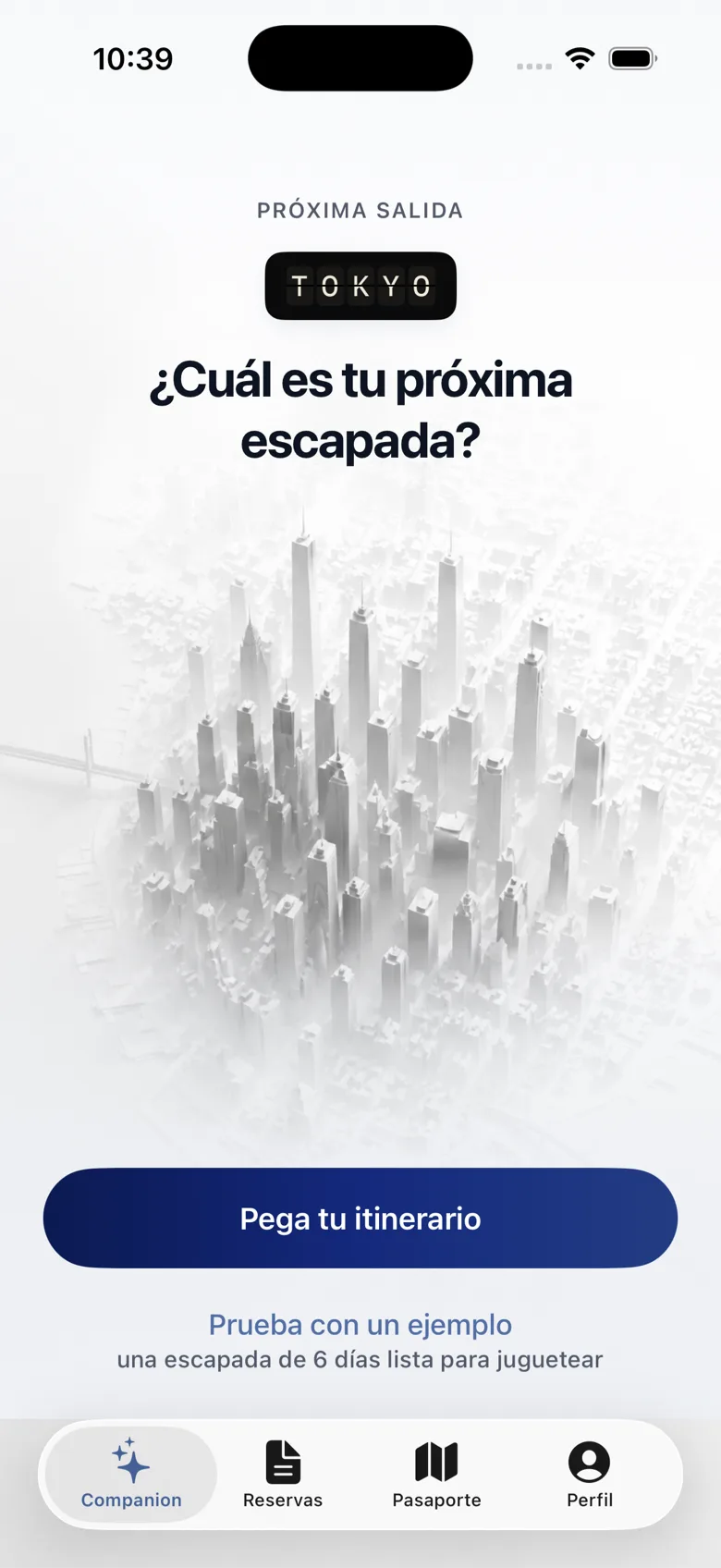 Captura de la app Jettag mostrando el itinerario del día